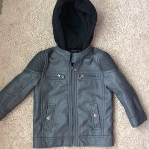 Urban Republic Boys Faux Hooded Leather Jacket 2T